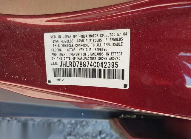 JHLRD78874C042395 2004 2004 Honda CR-V- EX 9