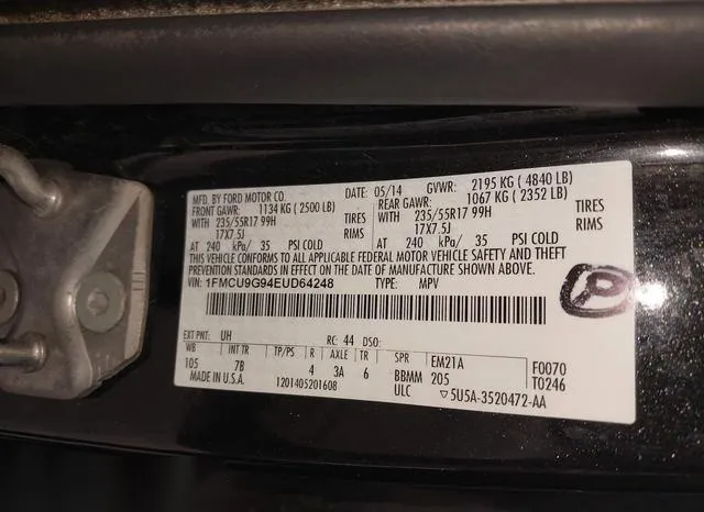 1FMCU9G94EUD64248 2014 2014 Ford Escape- SE 9