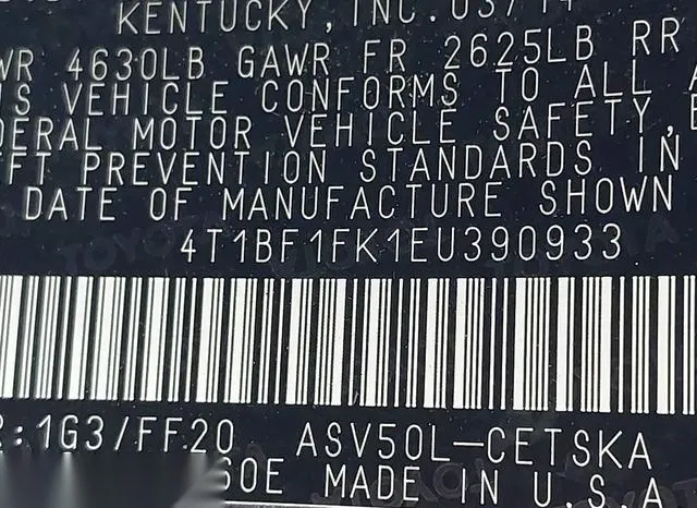 4T1BF1FK1EU390933 2014 2014 Toyota Camry- SE 9