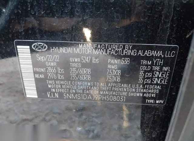 5NMS1DAJ9PH508031 2023 2023 Hyundai Santa Fe- SE 9