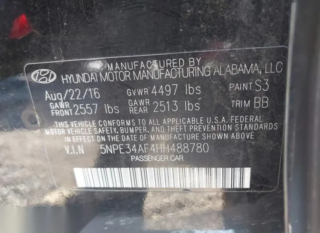 5NPE34AF4HH488780 2017 2017 Hyundai Sonata- Limited 9