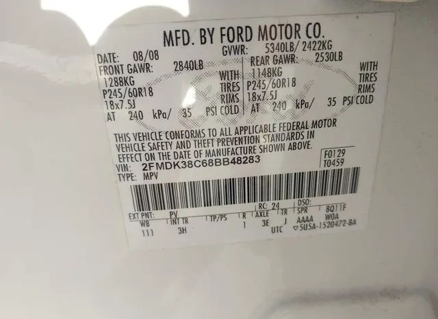 2FMDK38C68BB48283 2008 2008 Ford Edge- Sel 9