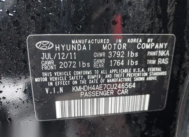 KMHDH4AE7CU246564 2012 2012 Hyundai Elantra- Limited -ulsan 9