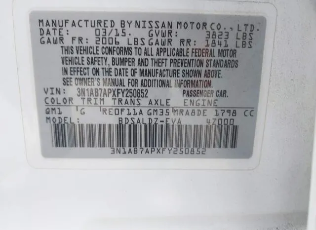 3N1AB7APXFY250852 2015 2015 Nissan Sentra- Fe- S/S/Sl/Sr/Sv 9