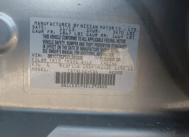 3N1CE2CP5EL393820 2014 2014 Nissan Versa- Note S -sr-/S Plu 9