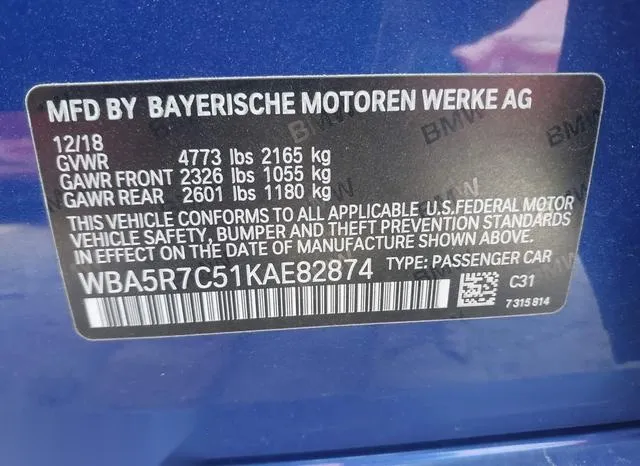 WBA5R7C51KAE82874 2019 2019 BMW 3 Series- 330I Xdrive 9