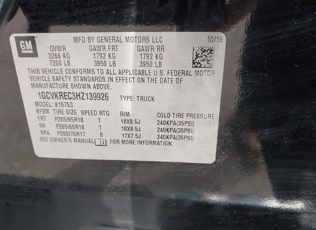 1GCVKREC3HZ139926 2017 2017 Chevrolet Silverado 1500- 2LT 9