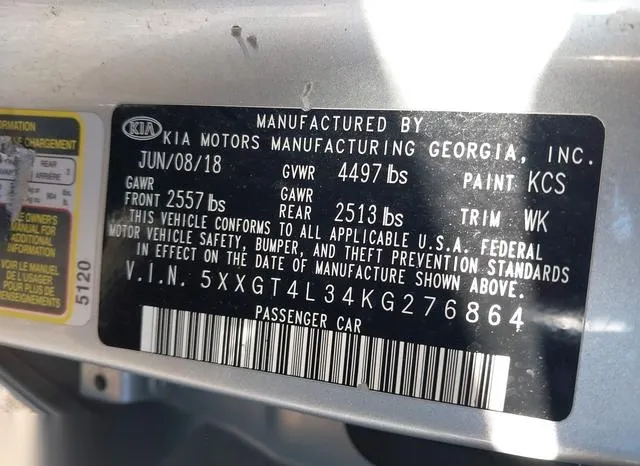 5XXGT4L34KG276864 2019 2019 KIA Optima- LX 9