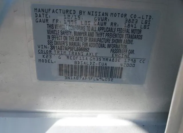 3N1AB7AP9FL696052 2015 2015 Nissan Sentra- SV 9