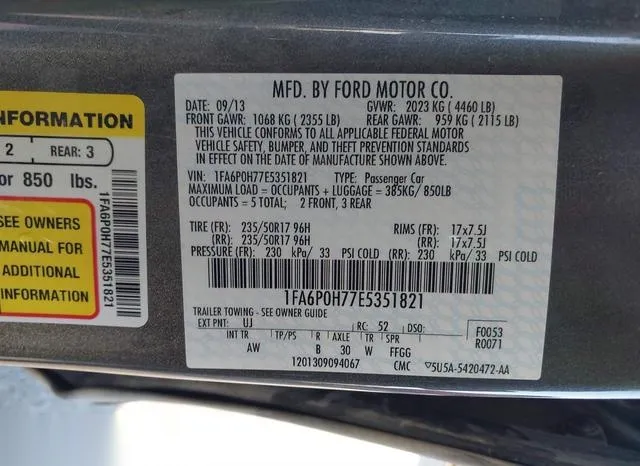 1FA6P0H77E5351821 2014 2014 Ford Fusion- SE 9