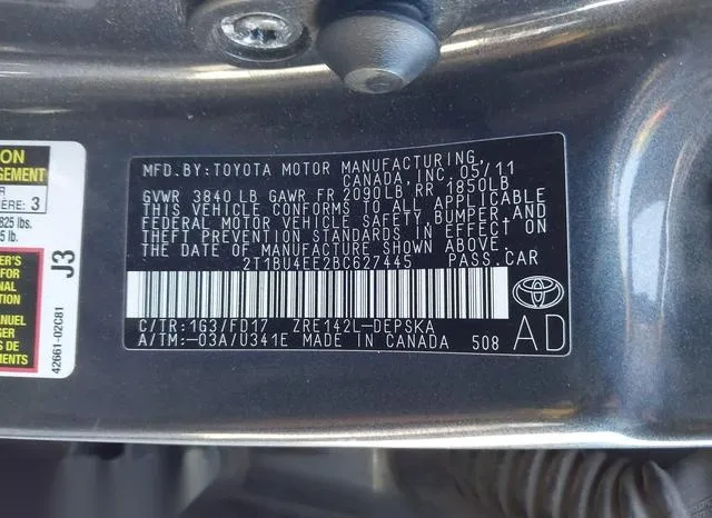 2T1BU4EE2BC627445 2011 2011 Toyota Corolla- S 9