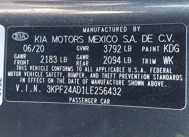 3KPF24AD1LE256432 2020 2020 KIA Forte- Lxs 9