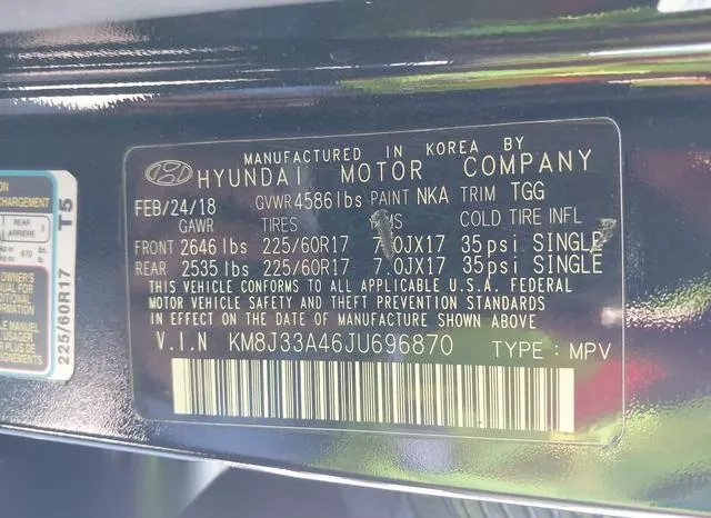 KM8J33A46JU696870 2018 2018 Hyundai Tucson- Sel 9