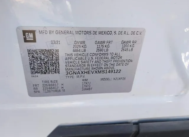 3GNAXHEVXMS149122 2021 2021 Chevrolet Equinox- Fwd Ls 9