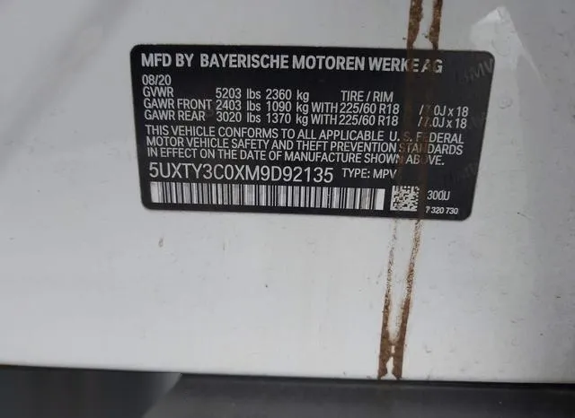 5UXTY3C0XM9D92135 2021 2021 BMW X3- Sdrive30I 9