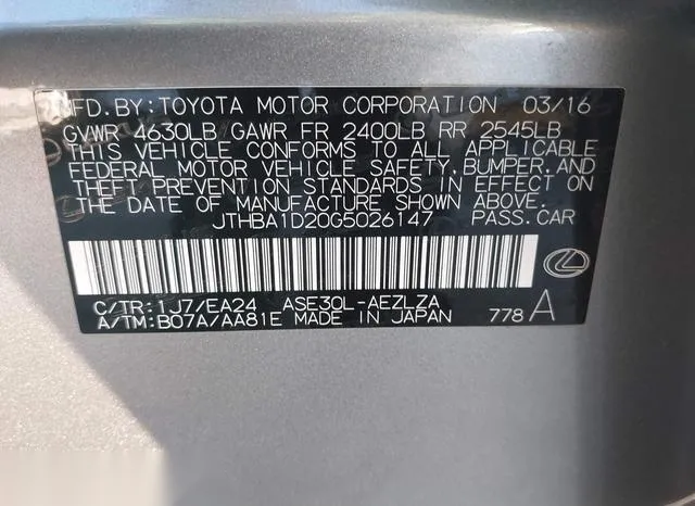 JTHBA1D20G5026147 2016 2016 Lexus IS- 200T 9