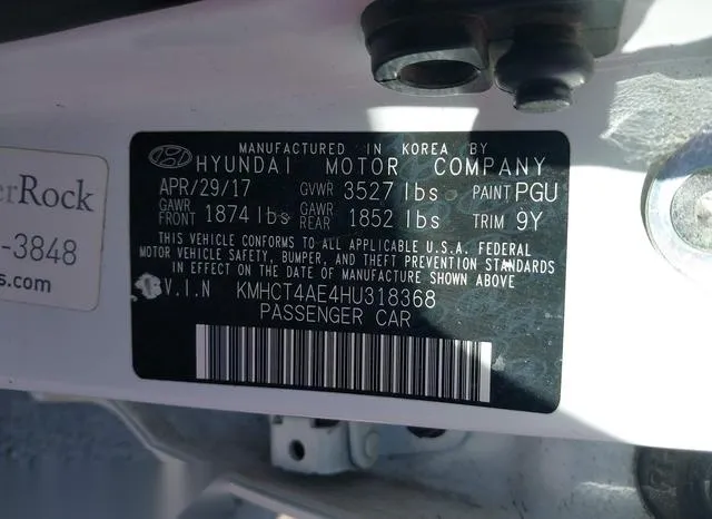 KMHCT4AE4HU318368 2017 2017 Hyundai Accent- SE 9