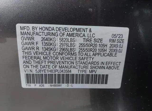 5J8YE1H83PL043584 2023 2023 Acura MDX- Advance Package 9