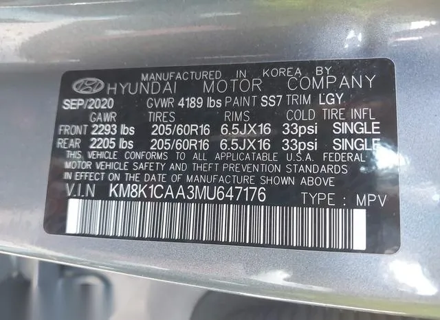 KM8K1CAA3MU647176 2021 2021 Hyundai Kona- SE 9