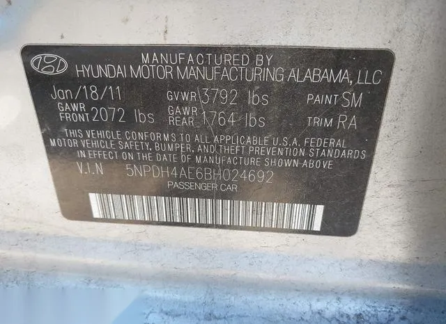 5NPDH4AE6BH024692 2011 2011 Hyundai Elantra- Gls 9