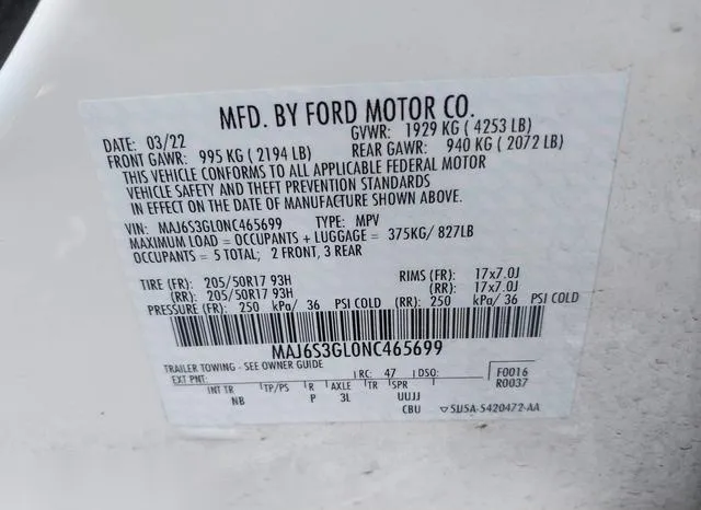 MAJ6S3GL0NC465699 2022 2022 Ford Ecosport- SE 9