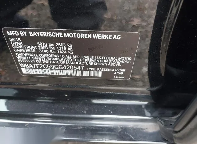 WBA7F2C59GG420547 2016 2016 BMW 7 Series- 750I Xdrive 9