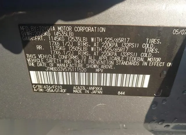 JTMBD33V575111520 2007 2007 Toyota RAV4 9