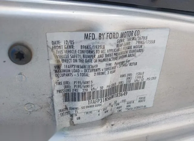 1FAFP31N56W183649 2006 2006 Ford Focus- ZX3 9