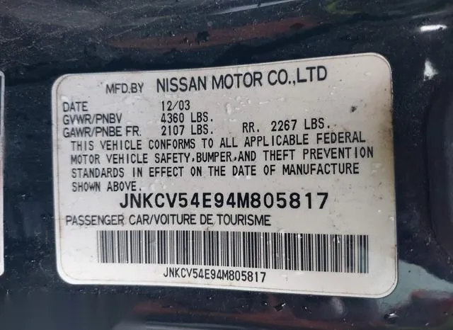 JNKCV54E94M805817 2004 2004 Infiniti G35 9