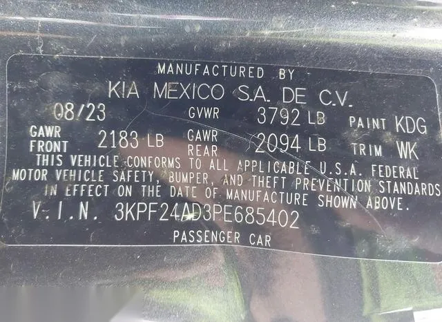 3KPF24AD3PE685402 2023 2023 KIA Forte- LX 9