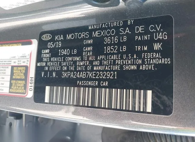 3KPA24AB7KE232921 2019 2019 KIA Rio- S 9