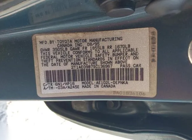 2T1AE09B7SC136967 1995 1995 Toyota Corolla- Le/Dx 9