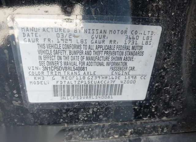 3N1CP5DV8RL540081 2024 2024 Nissan Kicks- Sr Xtronic Cvt 9