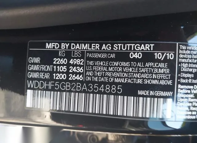 WDDHF5GB2BA354885 2011 2011 Mercedes-Benz E 350 9