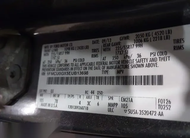 1FMCU0GX5EUB13698 2014 2014 Ford Escape- SE 9