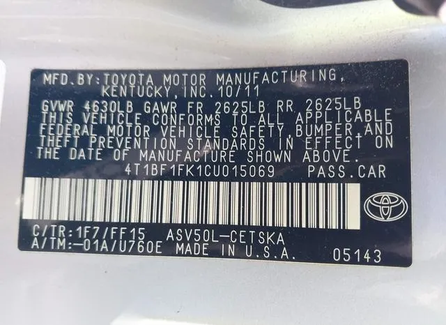 4T1BF1FK1CU015069 2012 2012 Toyota Camry- SE 9