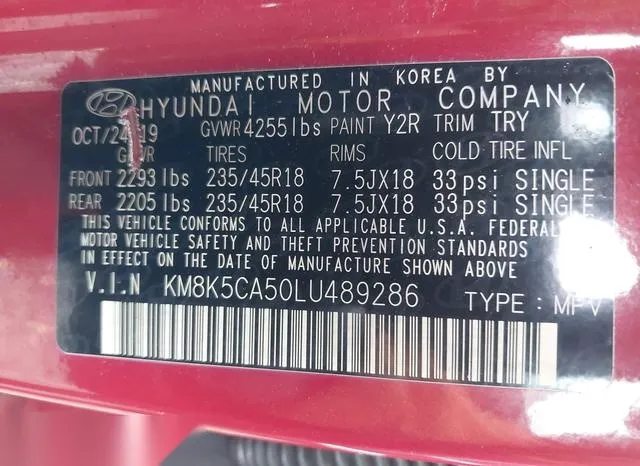 KM8K5CA50LU489286 2020 2020 Hyundai Kona- Ultimate 9