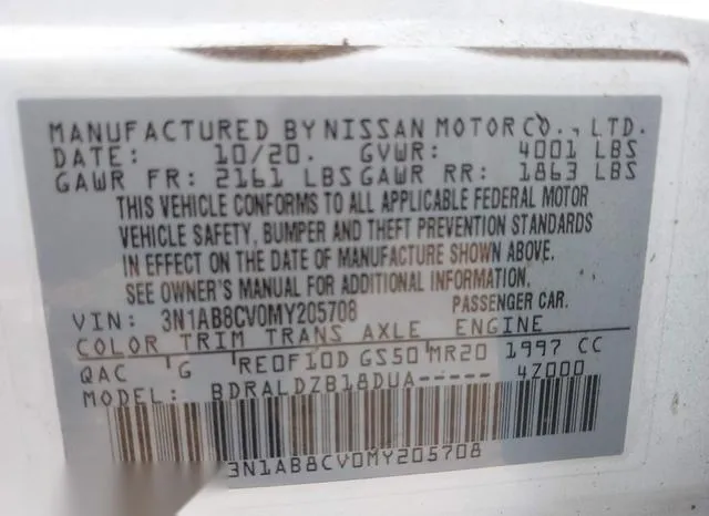 3N1AB8CV0MY205708 2021 2021 Nissan Sentra- Sv Xtronic Cvt 9