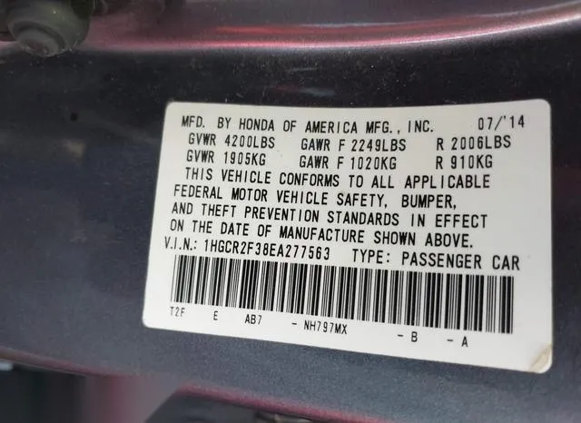 1HGCR2F38EA277563 2014 2014 Honda Accord- LX 9