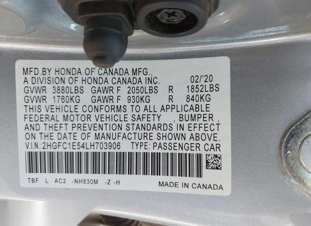 2HGFC1E54LH703906 2020 2020 Honda Civic- Si Sedan 9