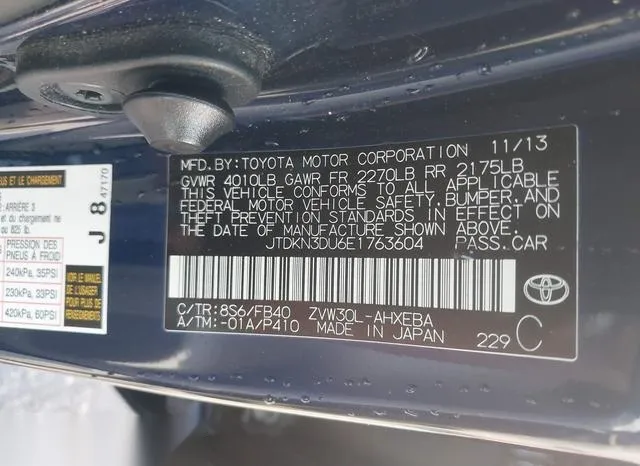 JTDKN3DU6E1763604 2014 2014 Toyota Prius- Two 9