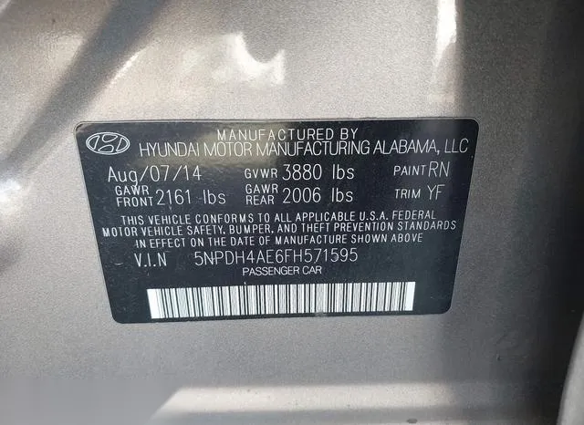 5NPDH4AE6FH571595 2015 2015 Hyundai Elantra- SE 9