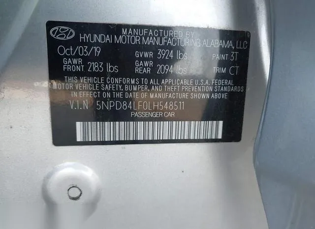 5NPD84LF0LH548511 2020 2020 Hyundai Elantra- Sel 9