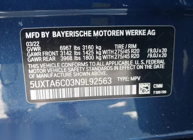 5UXTA6C03N9L92563 2022 2022 BMW X5 Phev- Xdrive45E 9