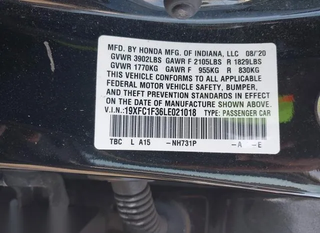 19XFC1F36LE021018 2020 2020 Honda Civic- EX 9