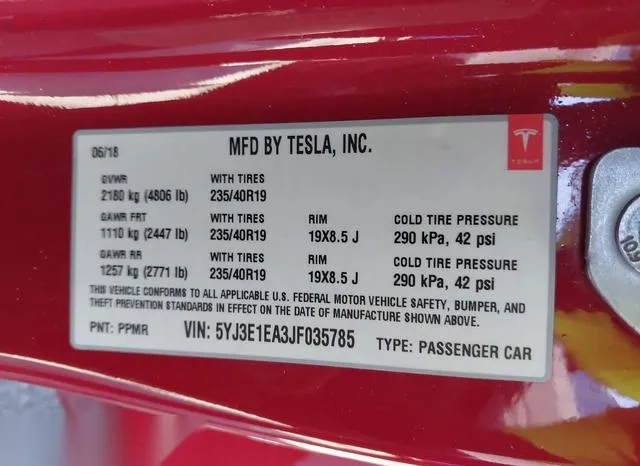 5YJ3E1EA3JF035785 2018 2018 Tesla Model 3- Long Range/Mid R 9