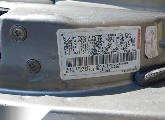 JT2BG22KXW0167756 1998 1998 Toyota Camry- LE 9