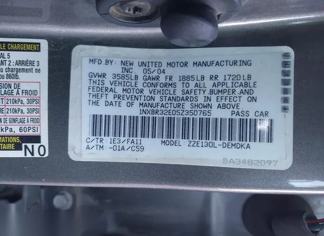 1NXBR32E05Z350765 2005 2005 Toyota Corolla- CE 9