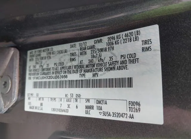 1FMCU0HX2DUB63956 2013 2013 Ford Escape- Sel 9