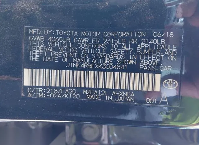 JTNK4RBEXK3004841 2019 2019 Toyota Corolla- SE 9